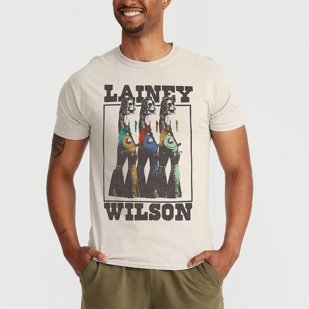 Lainey Wilson Mens Three Silhouettes Country Music Natural Shirt New